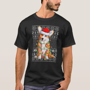 醜いセータースタイルクリスマスライツサンタコルギドッグChr Tシャツ