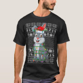 醜いセータースタイルクリスマスライツサンタラビットキリスト Tシャツ (正面)