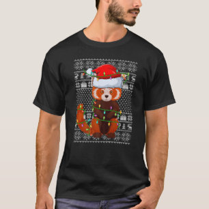 醜いセータースタイルクリスマスライツサンタレッドパンダChr Tシャツ
