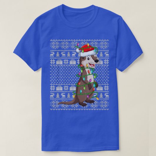 醜いセータースタイルクリスマスライトサンタシーオッターチャール Tシャツ (デザイン正面)