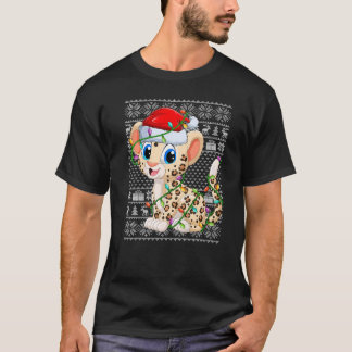 醜いセータースタイルクリスマスライトサンタレオパードクリス Tシャツ