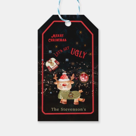醜いセータートインデアホリデイ ギフトタグ (正面)