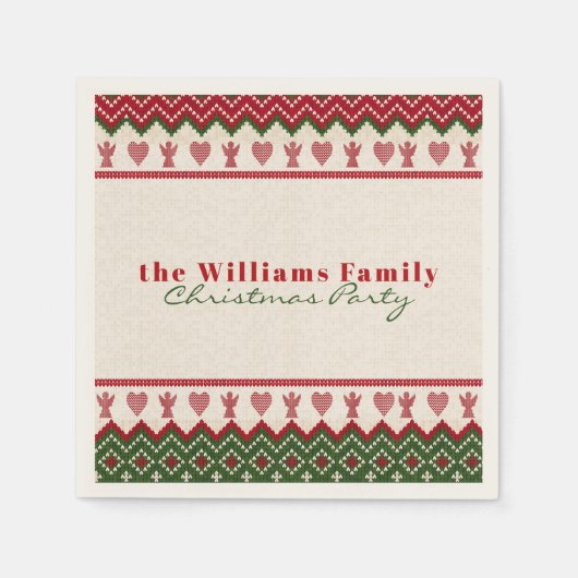 醜いセーターニットハイゲエンジェルスハートクリスマス スタンダードカクテルナプキン (正面)