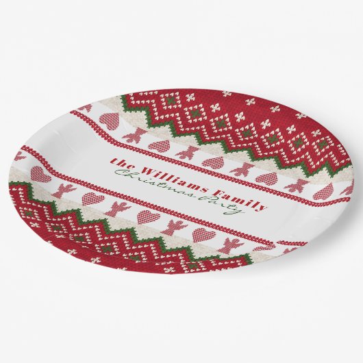 醜いセーターニットハイゲエンジェルスハートクリスマス ペーパープレート (アングル)