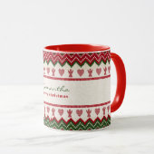 醜いセーターニットハイゲエンジェルスハートクリスマス マグカップ (正面右)