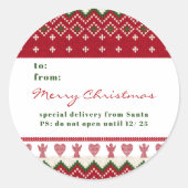 醜いセーターニットハイゲエンジェルスハートクリスマス ラウンドシール (正面)