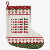 醜いセーターニットハイゲエンジェルスハートクリスマス ラージクリスマスストッキング (正面)