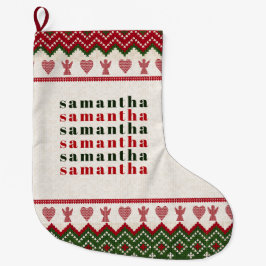 醜いセーターニットハイゲエンジェルスハートクリスマス ラージクリスマスストッキング