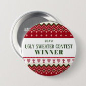 醜いセーターニットハイゲエンジェルスハートクリスマス 缶バッジ (正面&裏面)