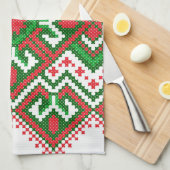 醜いセーターパターンお祝いのクリスマスタオル キッチンタオル (四つ折り)