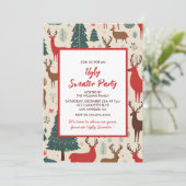 醜いセーターパーティの招待状お洒落鹿 招待状 (スタンド正面)