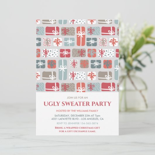 醜いセーターパーティの招待状ギフトパターン 招待状 (スタンド正面)