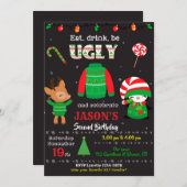 醜いセーターパーティの招待状クリスマス 招待状 (正面/裏面)