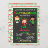 醜いセーターパーティの招待状クリスマス 招待状 (正面/裏面)