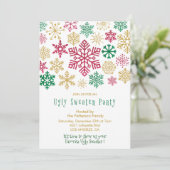 醜いセーターパーティの招待状モダン雪片 招待状 (スタンド正面)