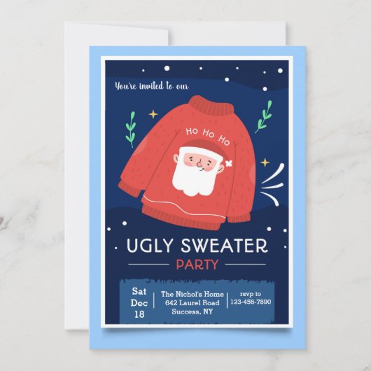 醜いセーターパーティの招待状 招待状 (正面)