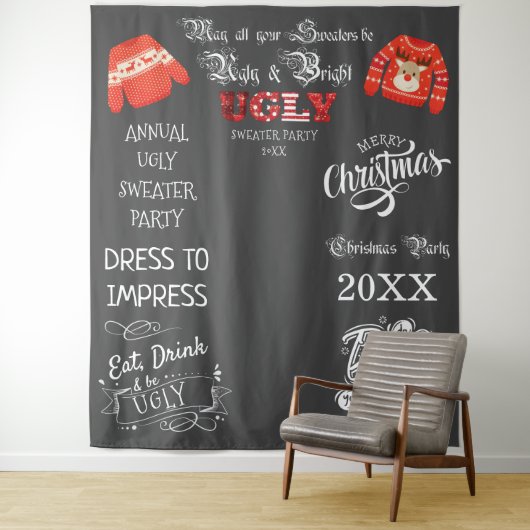 醜いセーターパーティー写真の背景 タペストリー (インサイチュ)