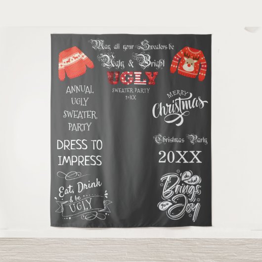 醜いセーターパーティー写真の背景 タペストリー (正面)