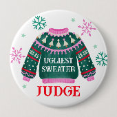 醜いセーターパーティー競技審査員 缶バッジ (正面)