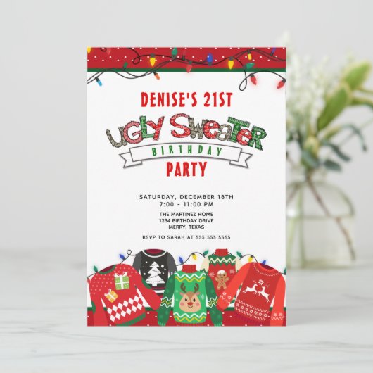醜いセーターパーティー21st誕生日 招待状 (スタンド正面)