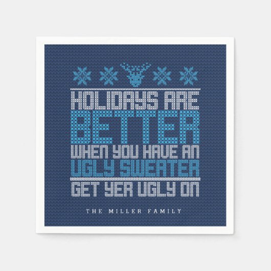 醜いセーターパーティー スタンダードカクテルナプキン (正面)