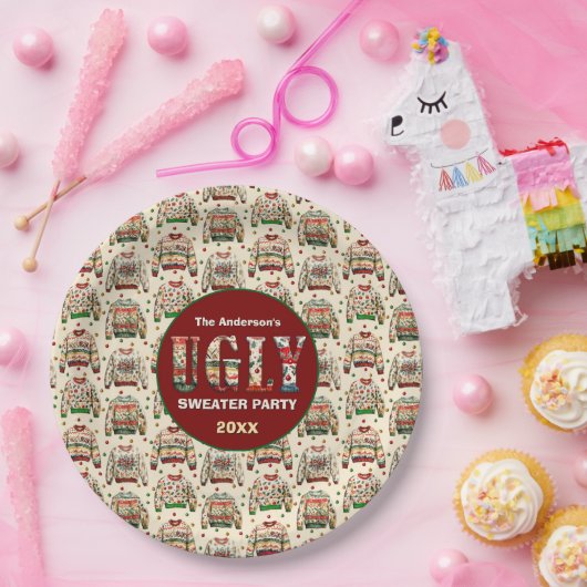 醜いセーターパーティー ペーパープレート (パーティー)