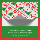 醜いセーターピクセル化サンタフェスティバルストライプ ラッピングペーパー