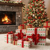 醜いセーターピクセル化サンタフェスティバルストライプ ラッピングペーパー