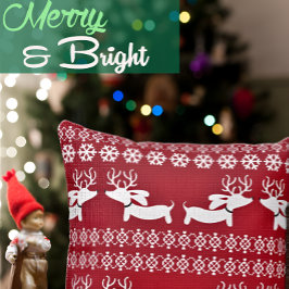 醜いセーターフェア島トナカイDachshund枕 クッション