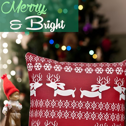 醜いセーターフェア島トナカイDachshund枕 クッション