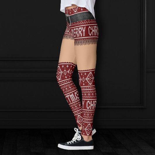 醜いセーターフェスティバルレッドショートスカート |中程度のスキン レギンス