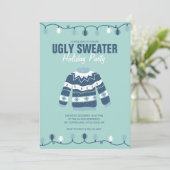 醜いセーターブルーグリーンホリデーパーティー 招待状 (スタンド正面)