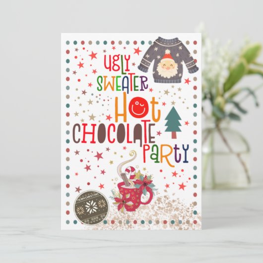 醜いセーターホットチョコレートクリスマスパーティー 招待状 (スタンド正面)