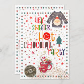 醜いセーターホットチョコレートクリスマスパーティー 招待状 (正面/裏面)