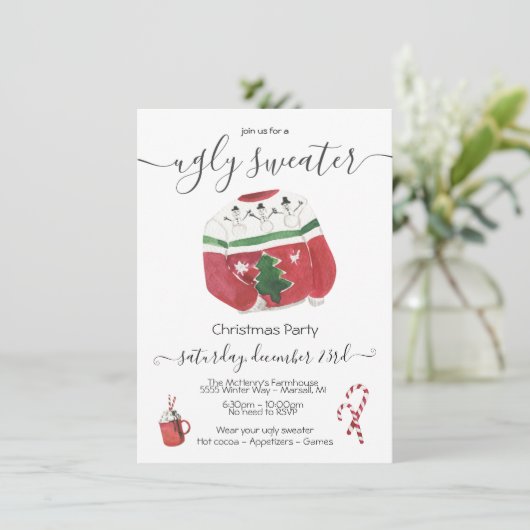 醜いセーターホリデークリスマスパーティー 招待状 (スタンド正面)