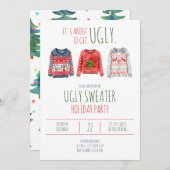 醜いセーターホリデーパーティー招待状 招待状 (正面/裏面)