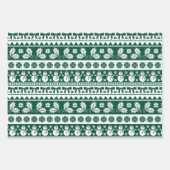 醜いセーターミントと濃い緑のクリスマス ラッピングペーパーシート (正面2)