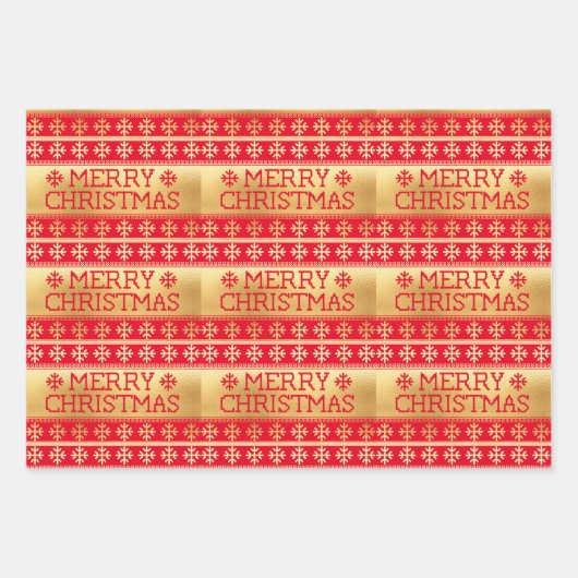 醜いセーターメリークリスマス編み模様 ラッピングペーパーシート (正面3)