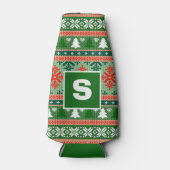 醜いセーターモノグラムクリスマス ボトルクーラー (正面)