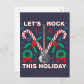 醜いセーターレッツロックザホリデイデザイン シーズンポストカード (正面/裏面)