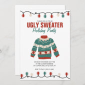 醜いセーターレッドグリーンボホホリデーパーティー 招待状 (正面/裏面)