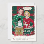 醜いセーターヴィンテージおもしろいレトロクリスマスパーティー 招待状 (正面)