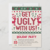 醜いセーターヴィンテージレトロレッドクリスマスパーティー 招待状 (正面)