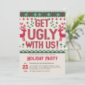 醜いセーターヴィンテージレトロレッドクリスマスパーティー 招待状 (スタンド正面)