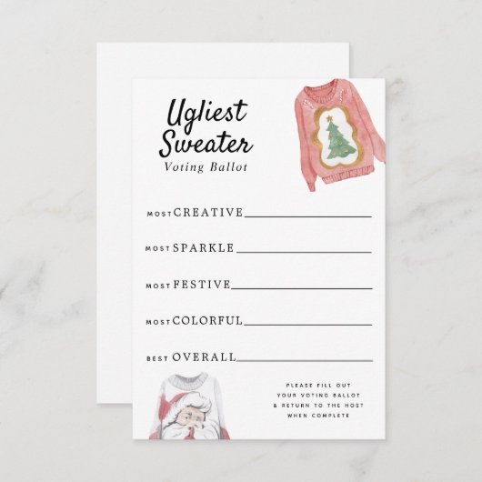 醜いセーター投票用紙 招待状 (正面/裏面)