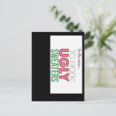 醜いセーター招待状ホリデーカード シーズンポストカード (スタンド正面)