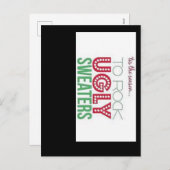 醜いセーター招待状ホリデーカード シーズンポストカード (正面/裏面)