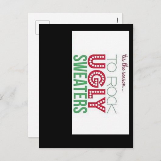 醜いセーター招待状ホリデーカード シーズンポストカード (正面/裏面)