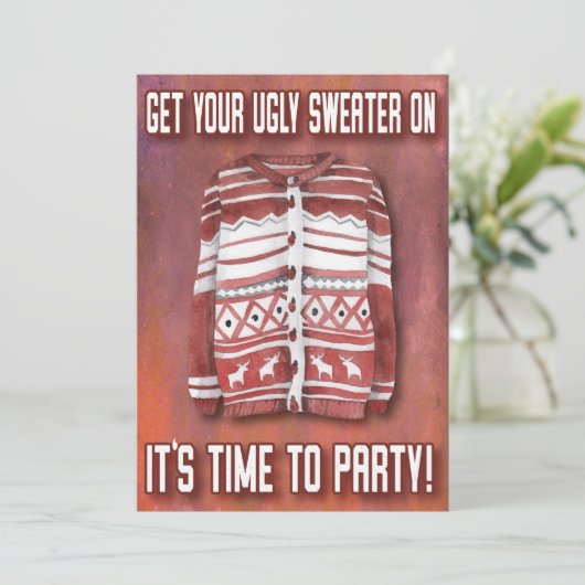 醜いセーター時間へパーティーファミリーホリデーパーティー 招待状 (スタンド正面)