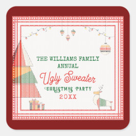 醜いセーター最も醜いコンテストのクリスマスホリデー スクエアシール